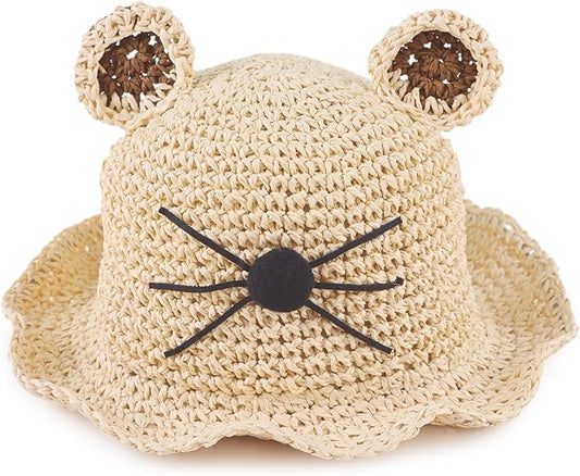 Baby Girl Straw Hat Outdoor Baby Sun Protection Hats Summer Bowknot Beach Cap for Infant Toddler Girls