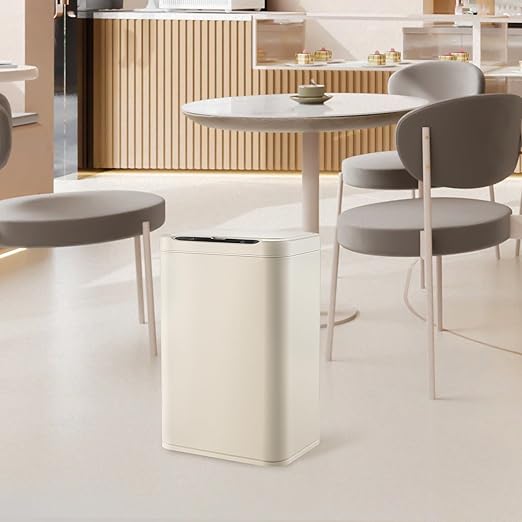 ELPHECO Stainless Steel Office Trash Can Motion Sensor Garbage Can Touchless Smart Trash Can Automatic Waste Bin for Kitchen, Office, Bathroom (Cream Beige, 5.5 Gallons)