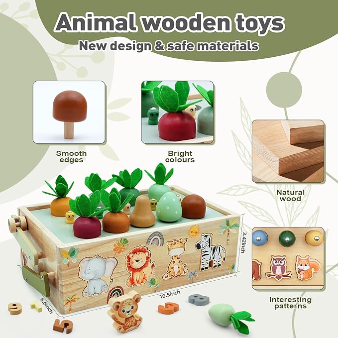 Montessori Wooden Toys for 1+ Year Old, 9 in 1 Montessori Toddler Toy with Preschool Educational Toys for 2+ Year Old, Birthday for Boys Girls Aged 1 2 3 4 Years