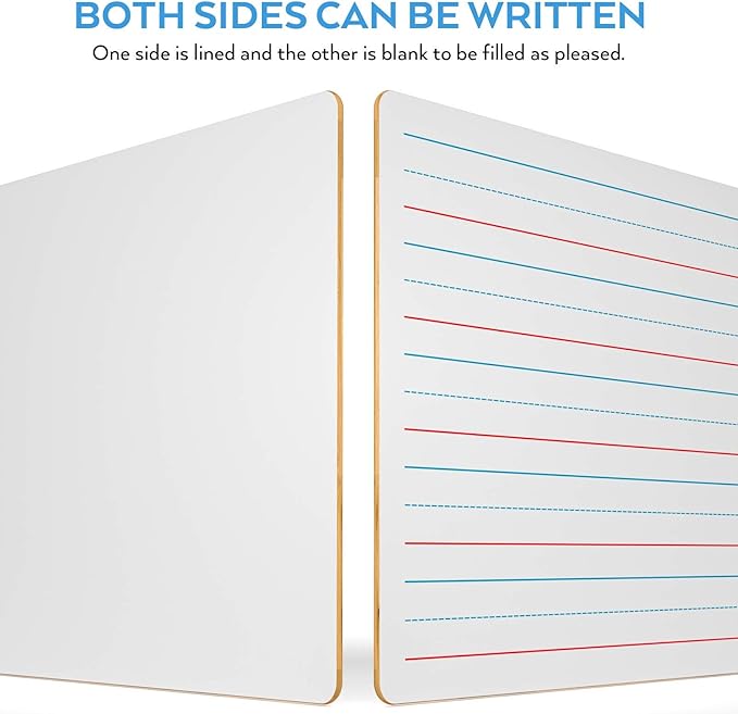 Nicpro Dry Erase Lap Board 9 x 12 inches 2 Pack Ruled Kid Double Sided Blank & Lined Small Lapboard with 8 Pens, 2 Eraser, Learning Mini Whiteboard Portable for Student and Classroom Use