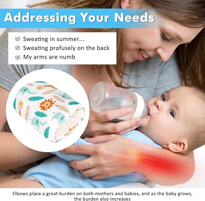 Nursing Arm Pillows for Breastfeeding,Baby Feeding Arm Pillow Portable and Washable for Travel, Soft Cotton Ergonomic Bottle Nursing Essentials（White Elephant）