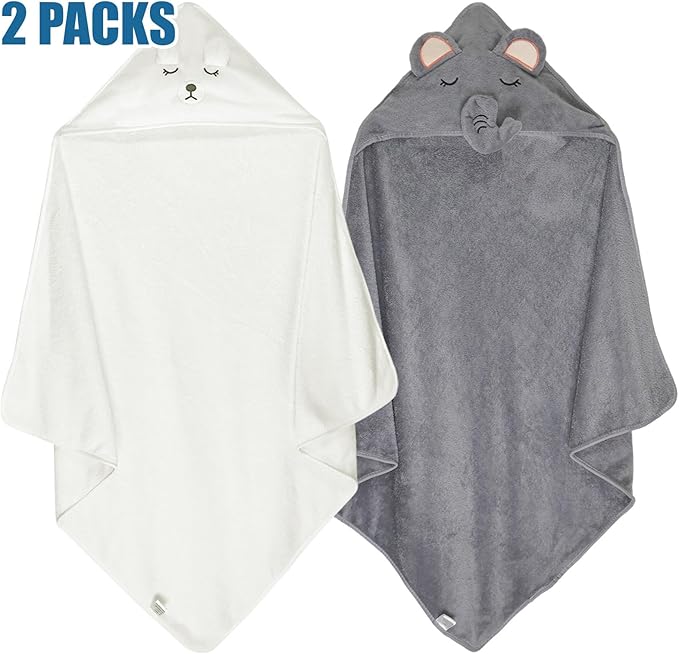 Baby Bath Towels Hooded 2-Pack Absorbent Soft Baby Towel Set Thick Toddler Towels with Hood for Toddlers,Infants and Newborn