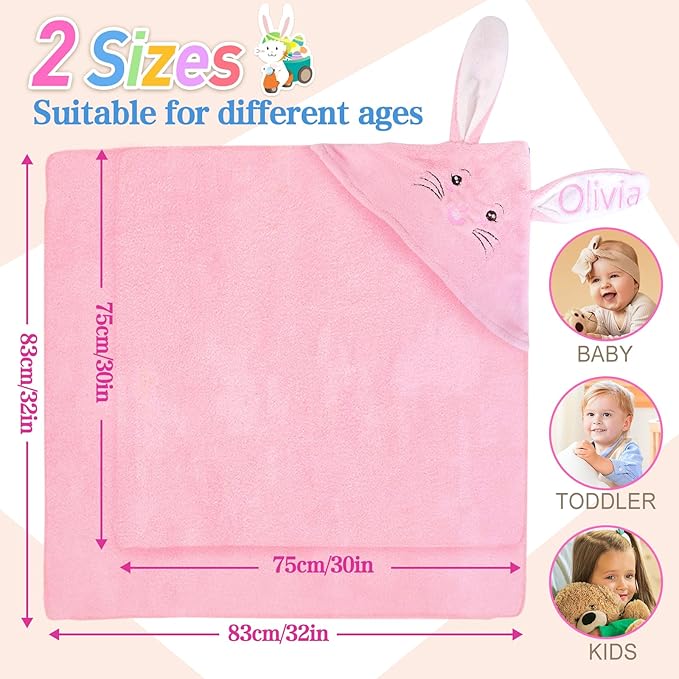 Custom Hooded Bath Towel with Name, Personalized Highly Absorbent Bunny Towels, Baby Bath Towels for Girls Boys, Easter Brithday Shower Gifts for Baby, Toddler, Newborn (Purple)