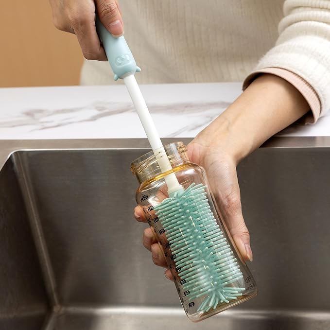 Chemimoso Silicone Bottle Cleaning Brush, 13.4in Long Handle Water Cup Bottles Cleaner for Baby Bottles, Stanley Mug, Sports Bottle, Glass Vase, with a Tiny Cup Lid Gap Cleaning Brush, z Blue