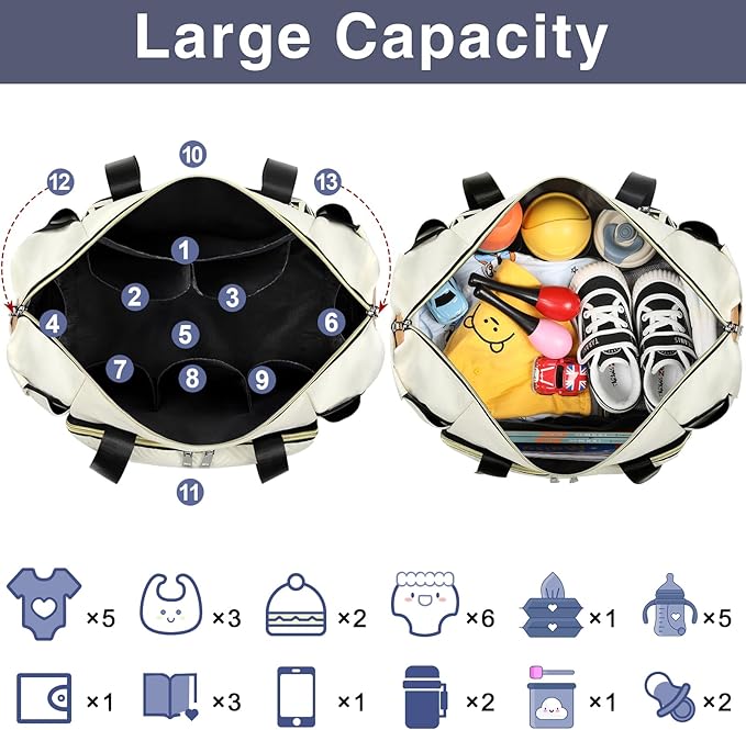 ITIEZY Diaper Bag Tote for Baby - Large Mommy Bag with Portable Changing Pad Pacifier Case, Hospital Bags Travel Baby Bag