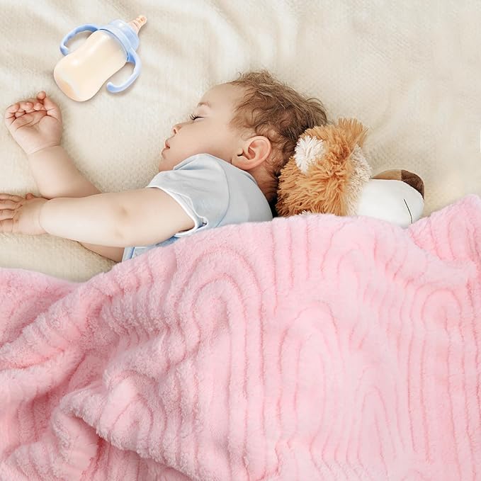 Ultra Soft Fleece Baby Blanket,Swaddle & Receiving Blankets for Newborn Infant, Lightweight Breathable Nursery Nap Blanket for Crib Stroller, for Boys & Girls Rainbow 30"x40" Light Pink