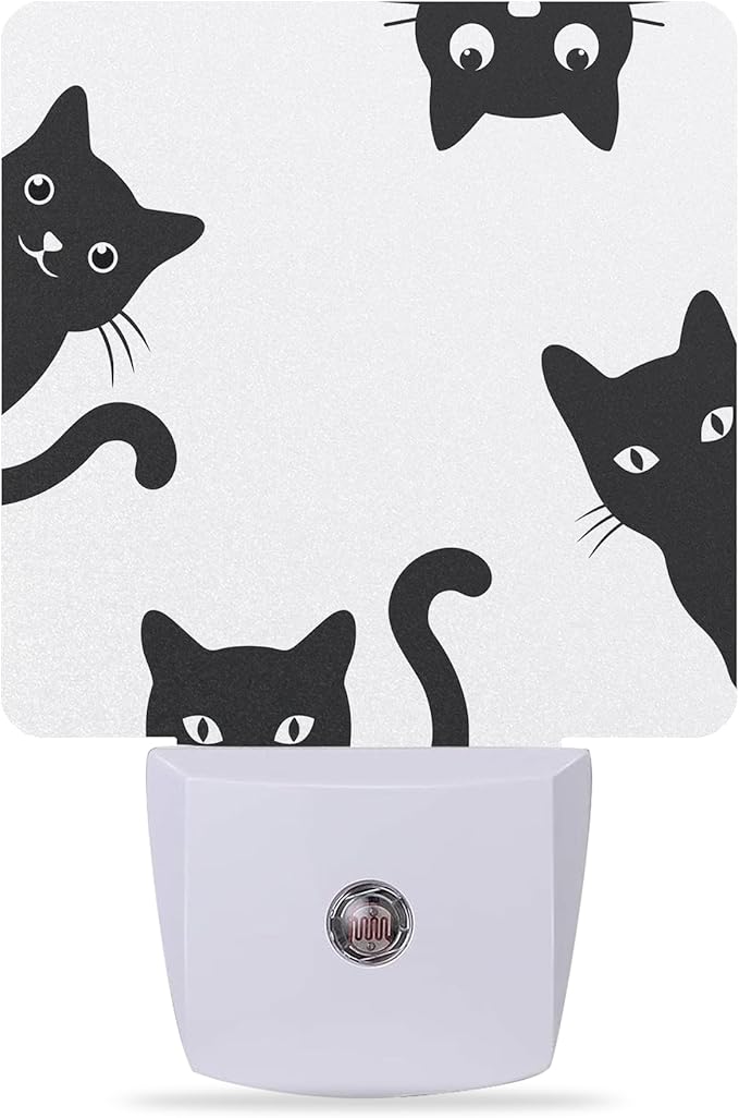 Night Lights Plug into Wall Black Cats Night Lights Dusk to Dawn Sensor Led Lamp for Women Men,Led Lights for Stairway/Hallway/Bedroom,0.5W