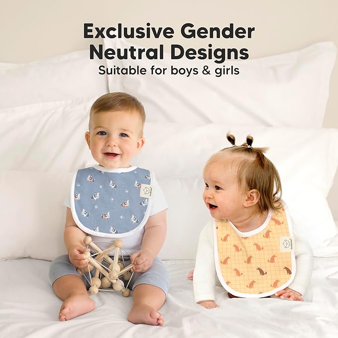 8-Pack Organic Baby Bibs for Boys, Girls - Soft Cotton Drooling and Teething Bibs for Baby Girl & Boy, Extra Absorbent, Easy to Clean & Put On for Toddler, Newborn, Infant 0-24 Months (Fall Spores)