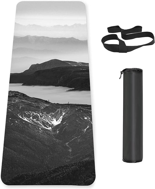 Non Slip Yoga Mat TPE Workout Mat for Men Women, Thick Workout Mat with Carrying Strap, Fitness Mats for Exercise, Yoga, Fitness, Pilates, Floor Workouts (72" x 24" x 6mm)