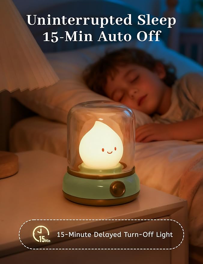 Smiley Lamp with Nature Noise, Cute Night Light & Candlelight, USB-C Rechargeable, Dimming, Fun Gifts for Adult Kids Teens