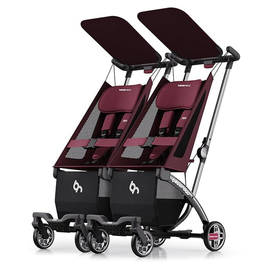 Beberoad Love R1 Auto-Folding Ultra Lightweight Double Stroller Twin Strollers, Side by Side Stroller for Babies and Toddlers Aged 6-36 Months, Only 23.5 lbs, Can Turn into Two Single Strollers, Red