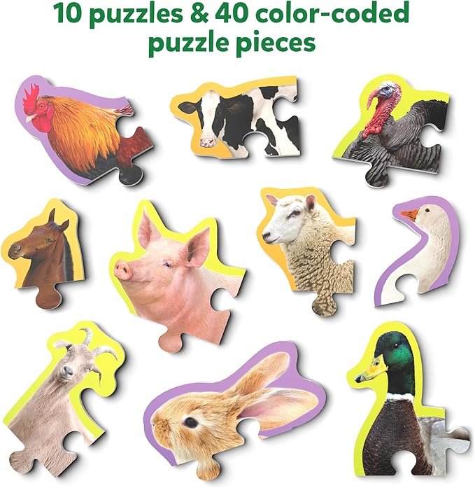 Skillmatics Step by Step Puzzles - 40 Piece Jigsaw & Toddler Puzzle, Farm Animals, Christmas Stocking Stuffers, Montessori Educational & Travel Toy for Boys & Girls, Gifts for Kids Ages 3, 4, 5 and Up