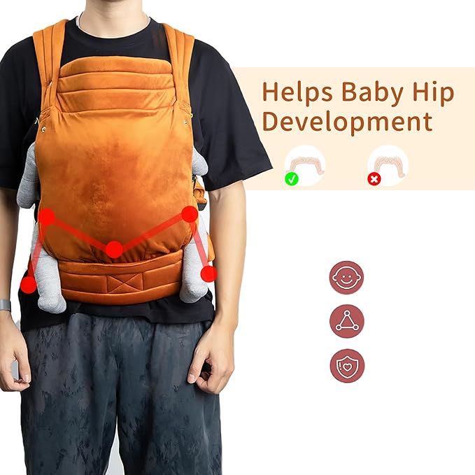 Baby Carrier for Newborn to Toddler, Cozy Baby Wrap Carrier 7-35 lbs, Ergonomic Backpack Design, Front and Back Facing Options, Orange