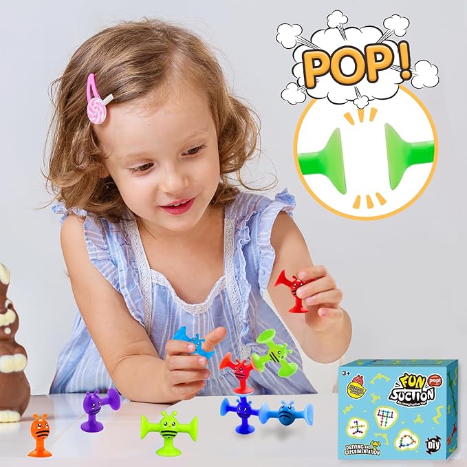 Suction Cup Toy for Baby Age 3, Suction Toys 40PCS Kids Bath Toys Ages 4-8, Toddler Window Shower Bathtub Building Toys, Montessori Sensory Stress Release Gifts for 6-8 Years Old Boys Girls