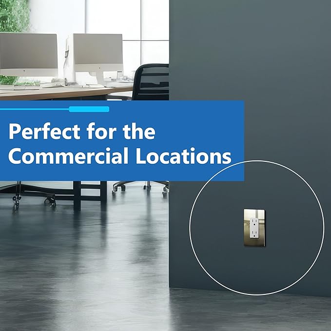 LIDER Decorator Metal Wall Plate, Temperature and Impact Resistant, 201 Stainless Steel, Screwless Cover, Modern Decoration Upgrade, Mid-Size 1-Gang 4.88" x 3.11", Polished Brass, LSMWP-31M-PB