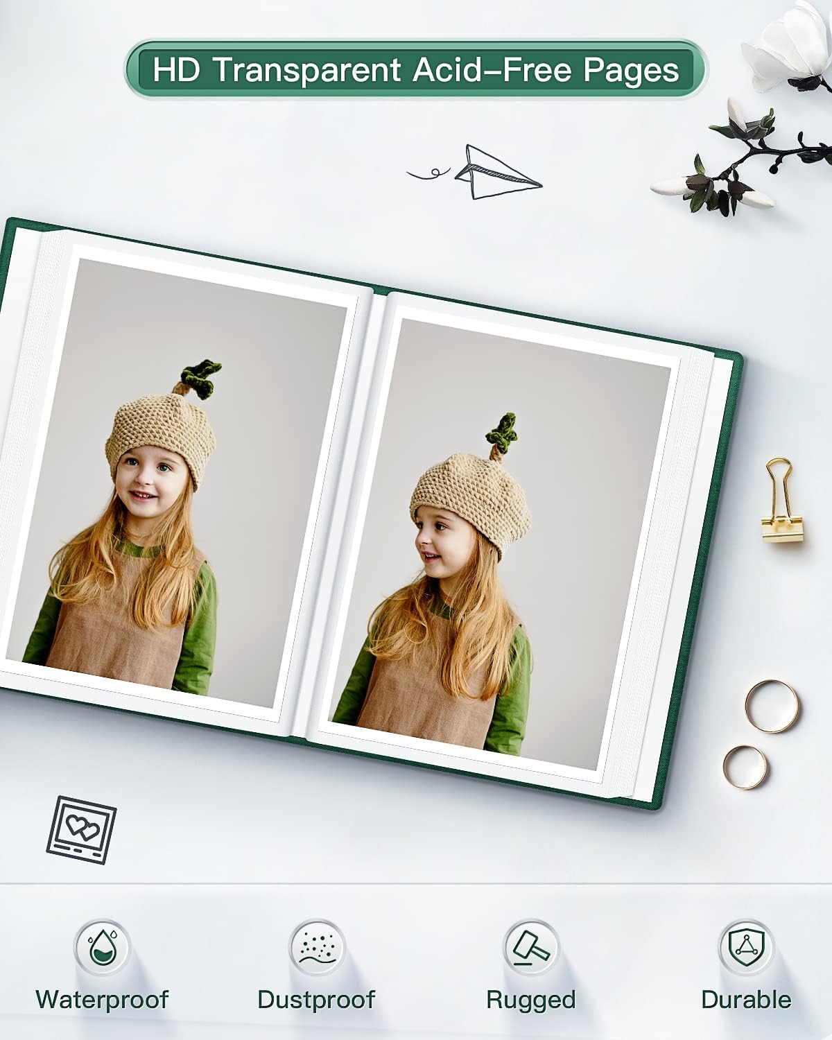 popotop Photo Album 4x6-100 Photos Photo Books with 100 Vertical Pockets,Linen Cover Albums for Family Wedding Anniversary Baby Vacation Pictures