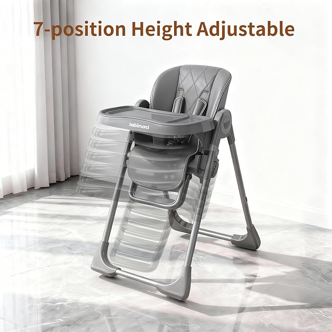 4 in 1 High Chairs for Babies and Toddlers, Foldable Baby High Chairs, Feeding and Eating Seat Highchair with 4 Levels of Recline and 7 Levels of Height Adjustment, Starry Gray