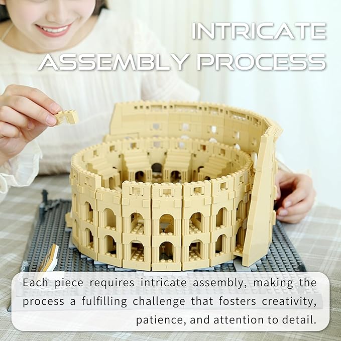 Roman Colosseum Architecture Model Building Block Sets Famous Landmark Series Kit Toy for Adults Kids 1756 Pieces