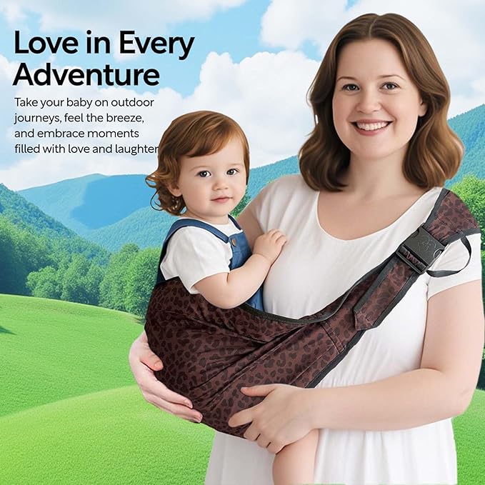 Baby Sling Carrier Toddler Carrier Boys Girls Newborn to Toddler Safety Adjustable Non-Slip Baby Half Wrapped Sling Baby -Carrying 8-35lbs (Deep Leopard)