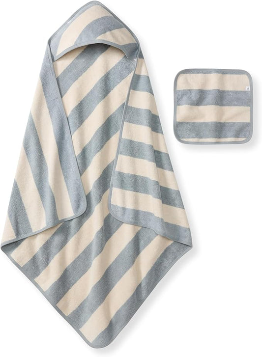 Burt's Bees Baby Hooded Woven Terry Towels Organic Cotton, Unisex Bath Essentials, Soft Nursery Towel for Infants, Toddlers, Kids