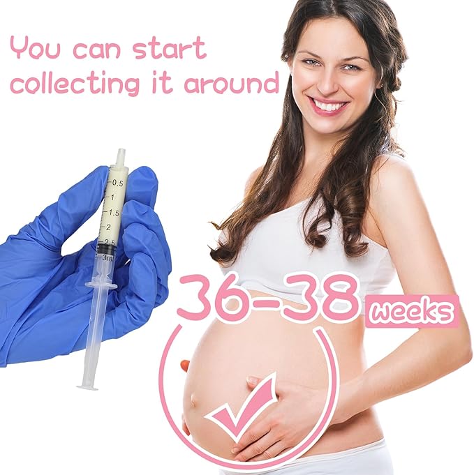Trelaco Colostrum Collector Kit Include Sterile Sealed Breast Milk Syringes with Caps No Needle Colostrum Syringes Stickers 1 Measuring Cup Harvesting Collection for Breastmilk(100 Sets,3 ml)