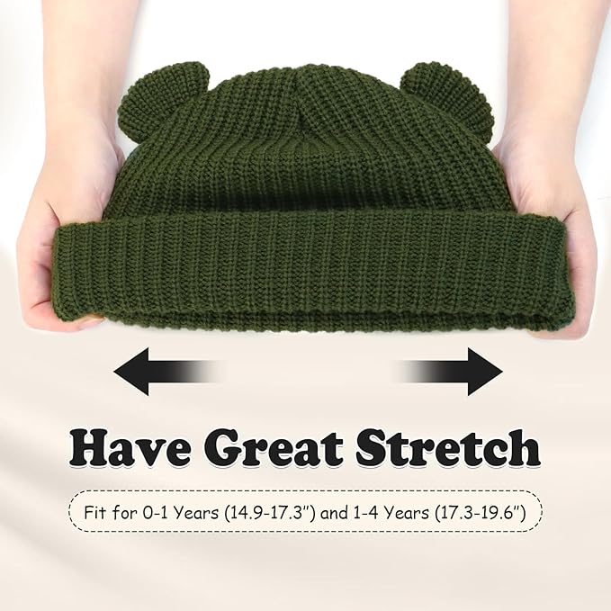 Toddler Boy Winter Hat Baby Knit Beanie Girl Warm Hats Kid Bear Ear Beanies for Cold Weather