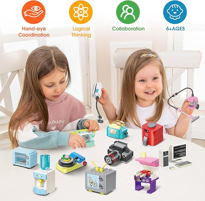 Building Toys for Girls Gift, Mini Building Blocks Appliances for Kids, STEM Building Blocks Party Favors Prizes for Birthday Christmas Easter - 12 Pack