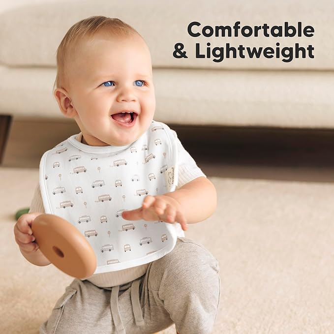 KeaBabies 8-Pack Organic Baby Bibs for Boys, Girls - Super Absorbent Cotton Drool Bibs for Baby Girl & Boy, Teething Toddler, Drooling Newborn, Ultra Soft & Machine Washable (Vessels)