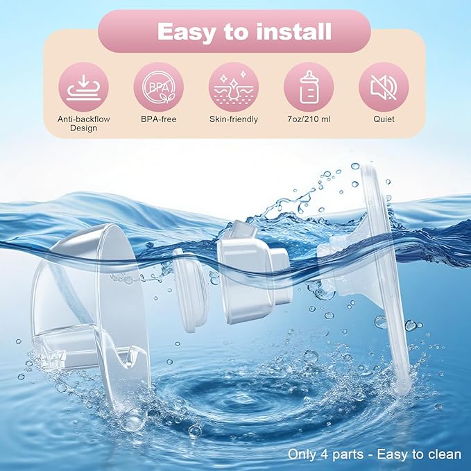 LAMSUET Hands Free Breast Pump - Strong Suction, Low Noise, Wearable Breastfeeding Pump, 4 Modes &12 Suction Levels - Portable Electric Breast Pump with 19/21/24mm Flanges (2 Pack)