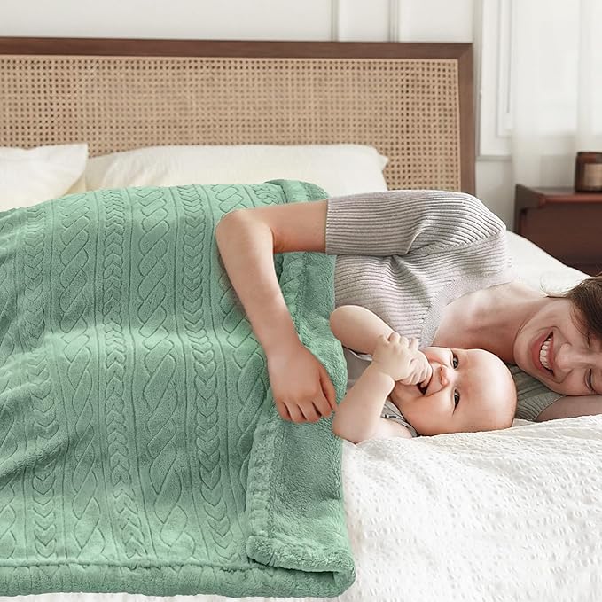 BORITAR Baby Blanket for Boys Soft Fluffy Fuzzy Blankets, Warmer Comfort 3D Lightweight Bed Blanket for Toddlers Infant Newborn and Home Decor (30x40 inch, Sage Green)