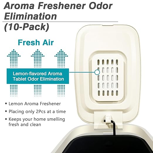 Small Bathroom Trash Can with Air Freshener Soft Close Lid, 6 Liter/ 1.6 Gallon Stainless Steel Garbage Can with Removable Inner Bucket,Step Pedal, Slim Wastebasket for Bedroom, Toilet (Ivory White)