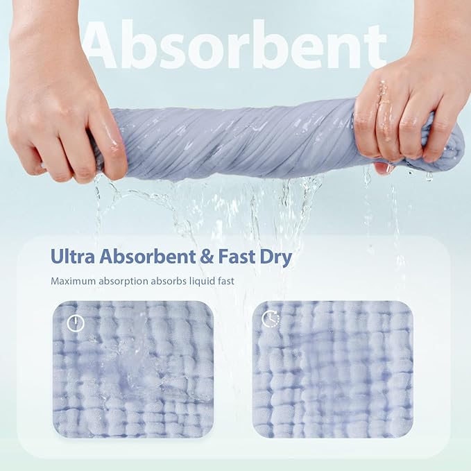 Hooded Baby Towels for Newborn - 2 Pack, 100% Muslin Cotton, Baby Bath Towels with Hood, Soft and Absorbent for Boys, Girls Infant, Toddler and Kids, Large 32x32 Inches, Newborn Essential