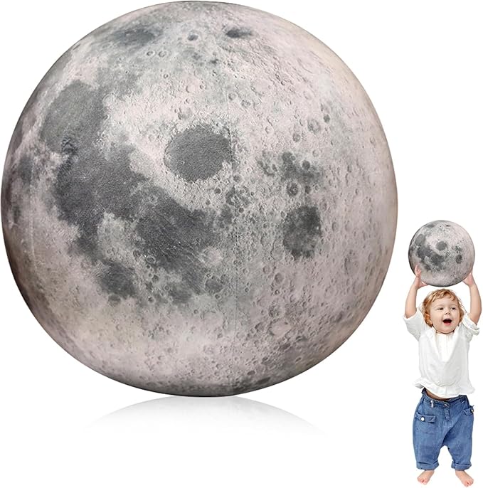 Ultra-ealistic 3D Planet,Moon,Earth,The Sun,Pillow Plush Toys,for Kids Teens Adults, for Teachers and Parents, Educational Toy Learning, 10.6 in (The Moon)