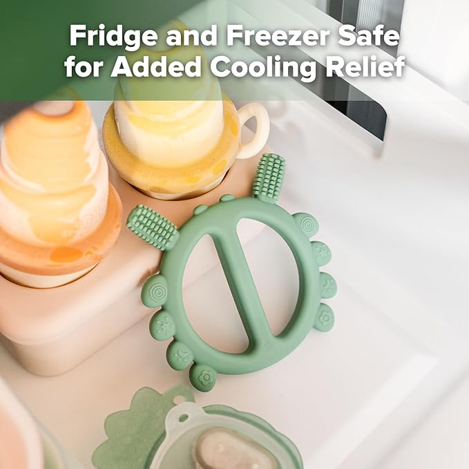 Haakaa Silicone Crab Baby Teether,Teething Toys,360° Baby Toothbrush Head for Infant Self-Brushing Training,Food-Grade Silicone,Pea Green