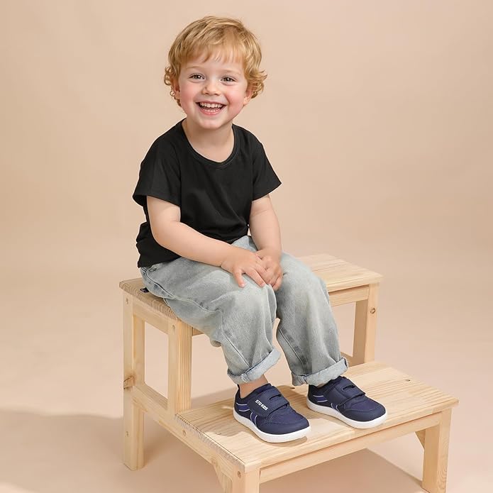 Toddler Wide Toe Box Barefoot Shoes Boys Girls Sneakers Kids Tennis Shoes Preschool Non Slip Lightweight Comfortable First Walking Shoes Running Outdoor Activities