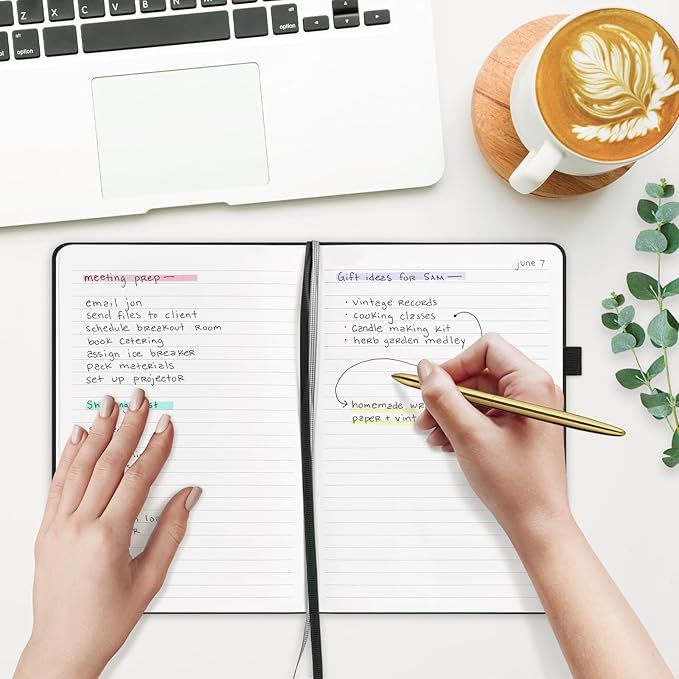 &And Per Se Lined Journal Notebook (5 Packs), 160 Pages, A5 5.7 x 8 inches College Ruled Thick Paper Notebook Journals for Writing, Hardcover Notebooks for Women Men Office School (Black)