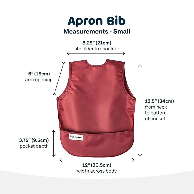Tiny Twinkle Short Sleeve Apron Bibs for Babies & Toddlers – 2 Pack Waterproof, Mess-Proof Baby Bibs for Eating & Feeding, Machine Washable,Perfect Holiday Gift(Rose Burgundy, 6–24M)
