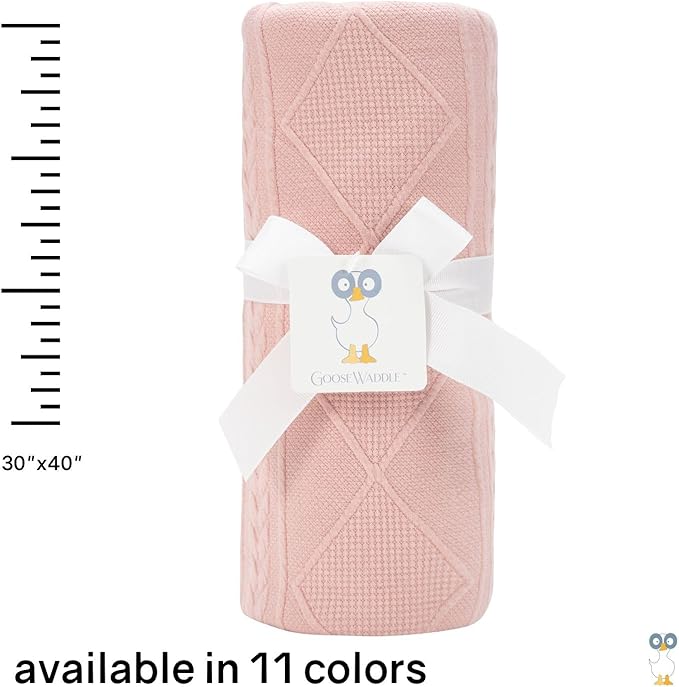 GooseWaddle Luxury Knit Baby Blanket (30”x40”), Premium Comfort from Ultra Soft Fabric That Get Softer with Use, Perfect for Any Infant Nursery, Boy or Girl, Machine Washable (Rose)