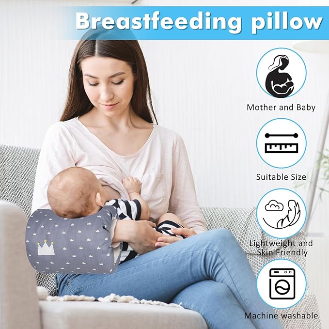 Nursing Arm Pillows for Breastfeeding,Baby Feeding Arm Pillow Portable and Washable for Travel, Soft Cotton Ergonomic Bottle Nursing Essentials(Broadcrown)