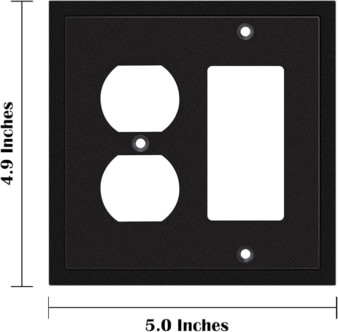 Modern Edge Decorative Wall Plate Switch Plate Outlet Cover, Durable Solid Zinc Alloy (Decorator/Duplex, Matte Black)