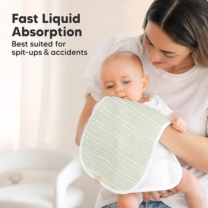 Organic Burp Cloths Baby Boy & Girl - 5-Pack Super Absorbent Cotton Burping Cloths for Babies, Soft & Plush Newborn Spit Up Rags, Infant Towels for Milk Spit Up, Unisex, Large 21" x 10" (Fleur)