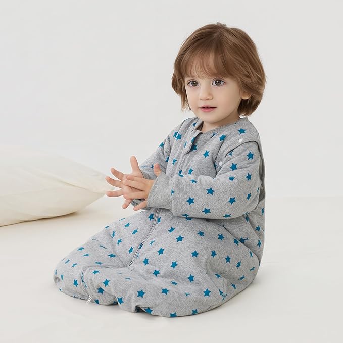 Duomiaomiao 3.5 TOG Baby Sleep Sack 100% Cotton Winter Long Sleeve Baby Wearable Blanket, Super Warm Quilted Comfy Toddler Sleeping Sack