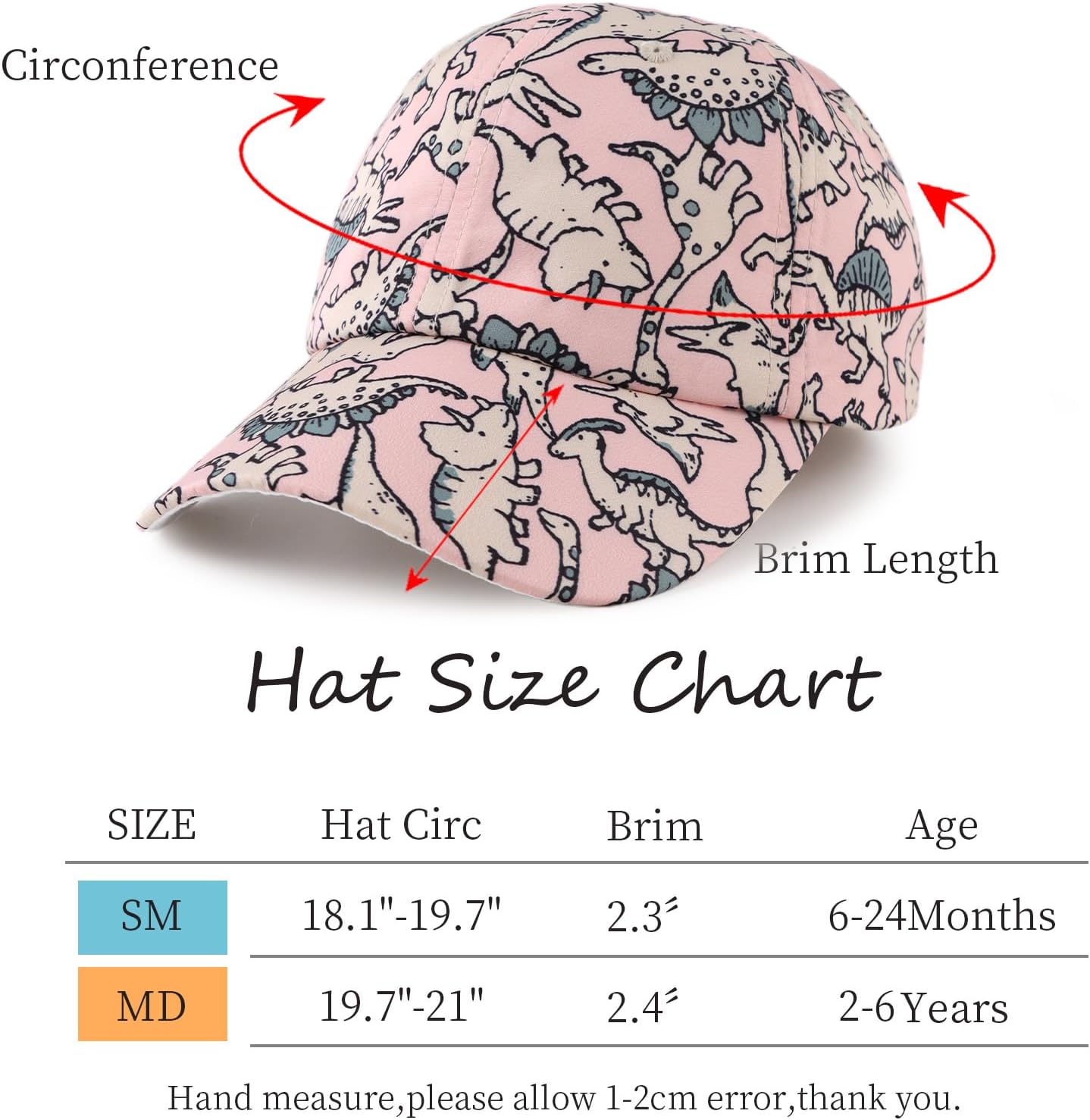 JANGANNSA Dinosaur Boys Girls Caps Embroidery Baby Baseball Caps Cotton Infant Toddler Kids Hat Spring Summer Autumn 2-6Y