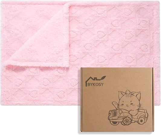 Ultra Soft Fleece Baby Blanket,Swaddle & Receiving Blankets for Newborn Infant, Lightweight Breathable Nursery Nap Blanket for Crib Stroller, for Girls Heart Checkered 30"x40" Light Pink