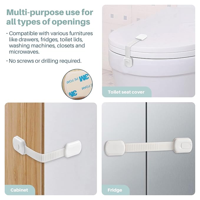 Inaya Complete 50pc Deluxe Baby Proofing Kit - Flexible Hidden Baby Locks for Cabinets and Drawers, Adjustable Child Safety Latches, Corner Guards & Furniture Anchors