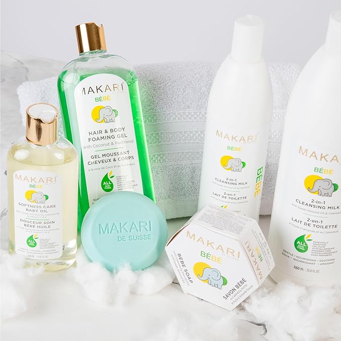Makari Softness Care Baby Oil with Sweet Almond, Chamomile & Vitamins C & E, Hypoallergenic & Paraben-Free, Ideal for All Skin Types, Formulated for Sensitive and Delicate Newborn Skin