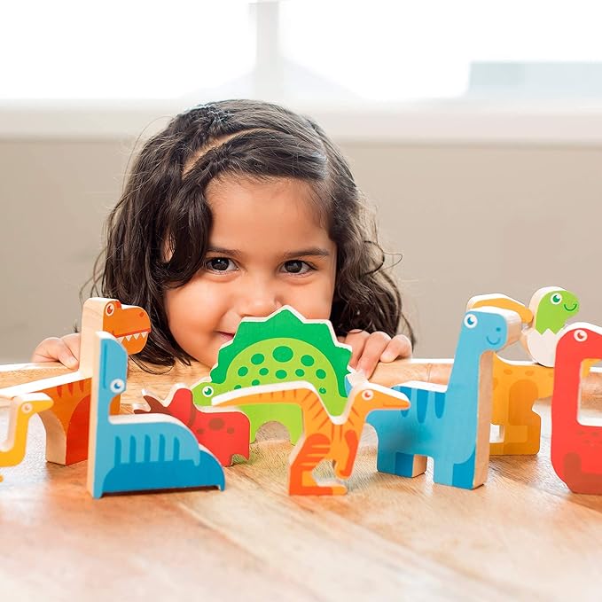 Dinosaur Puzzles for Kids Ages 3-5 – 3D Wooden Jigsaw Puzzle for Toddlers & Kids, 9”x 9” Tray, Bright Colorful Shape Sorting, Promotes Creativity & Learning, Non-Toxic Gift Toy