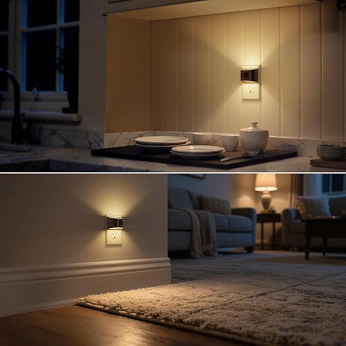 DORESshop LED Night Light[2 Pack], Night Lights Plug into Wall, 3 Mode Plug in Night Light with Motion Sensor, Dusk to Dawn Sensor, Nightlights for Adults, Bedroom, Bathroom, Hallway