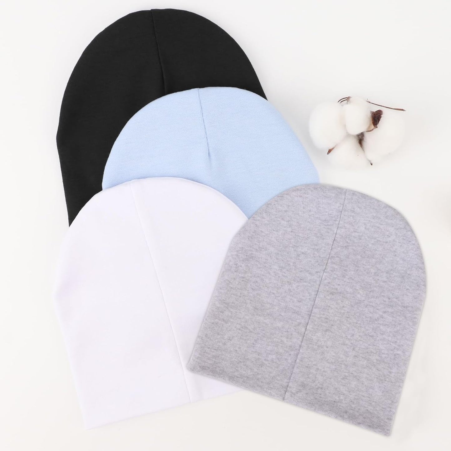DRESHOW BQUBO 4 Pieces Baby Beanie Newborn Toddler Soft Cute Knit Hat Hospital Hats for Baby Boys Infant Cap Beanies