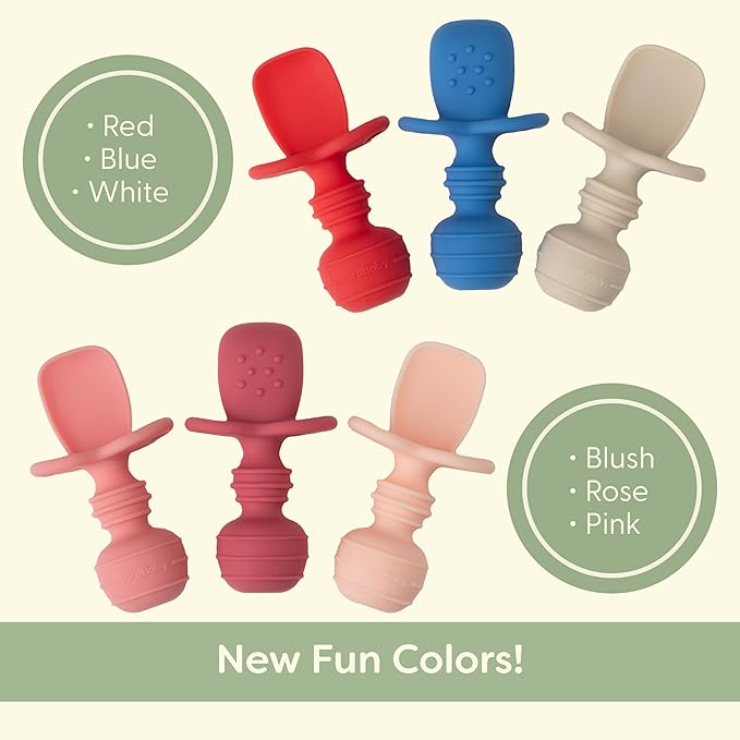 UpwardBaby Baby Spoons Self-Feeding with Anti-Choke Barrier - BPA-Free Silicone Utensils for Baby-Led Weaning & First-Stage Infant Spoons - 6+ Months and Toddler Friendly (3 Pack)